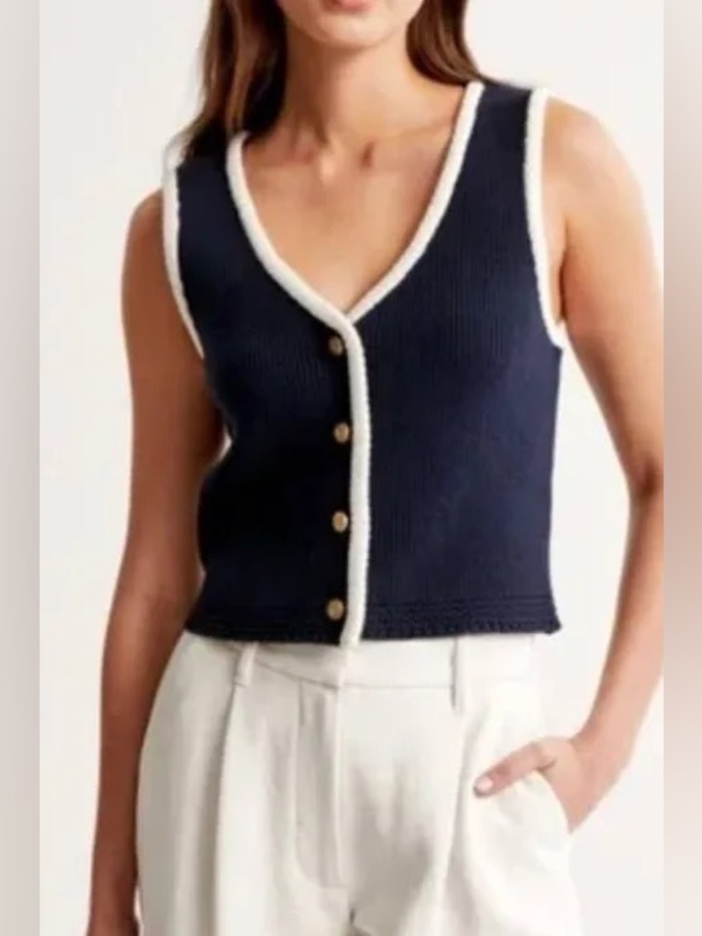 Abercrombie & Fitch Mara Button-Up Sweater Vest